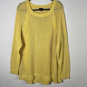 Talbots Yellow Raglan Long Sleeve Open Knit Pullover Sweater Women’s 3XL